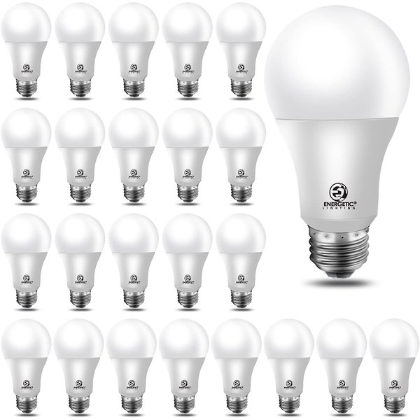 Energetic Lighting 8.5 Watt60 Watt Equivalent, A19 LED, 5000K, Non-Dimmable Light Bulb, E26 Standard Base, 24PK YGA03C54-850-24P